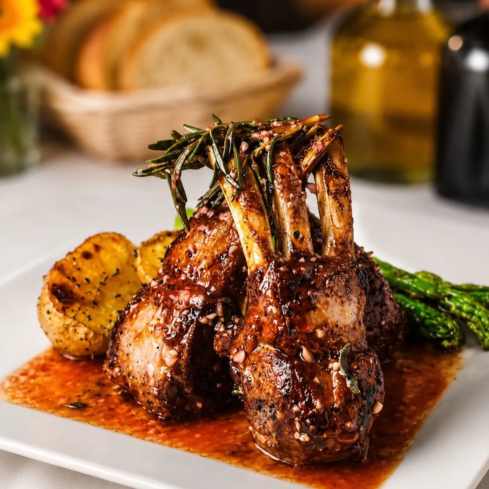 New Zealand lamb chops plated by the Chef's Roma Kitchen team