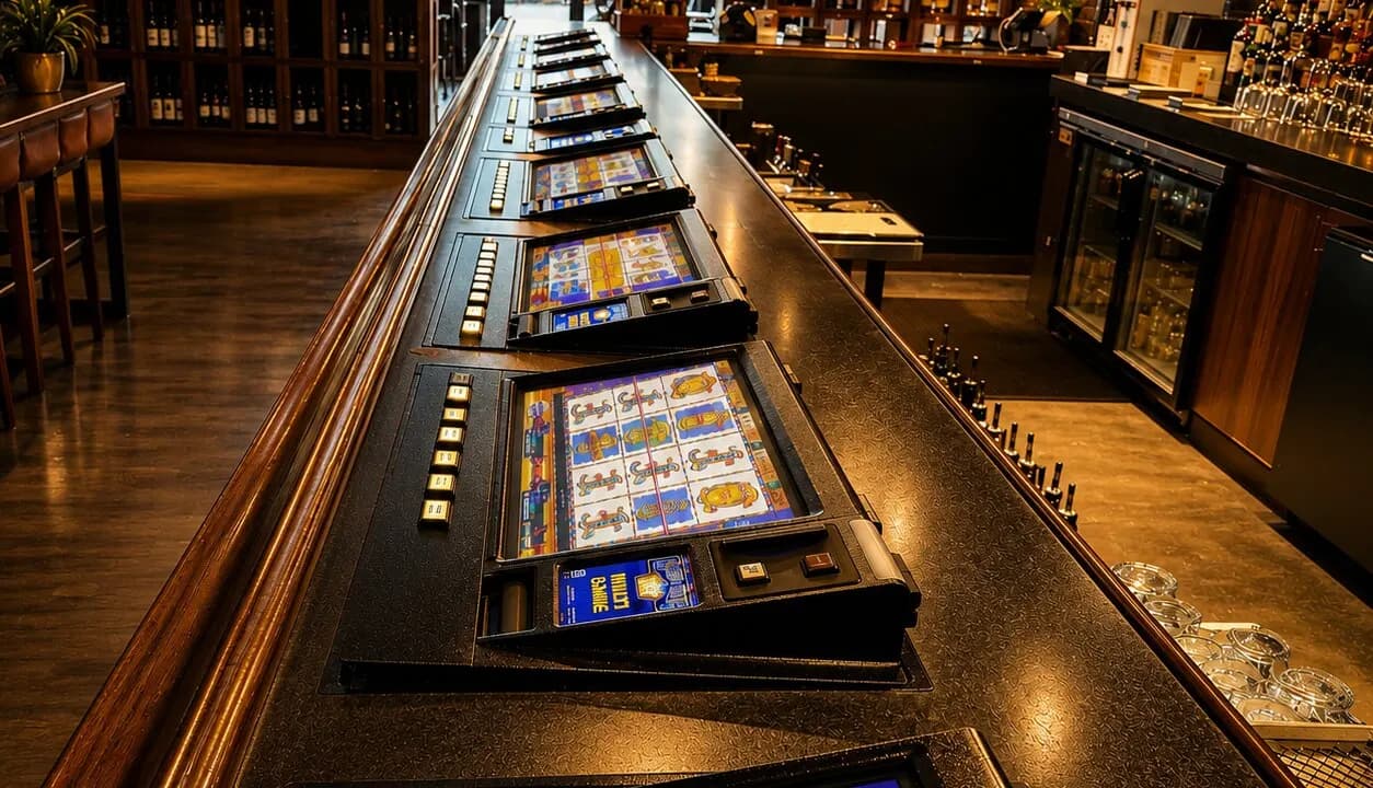 The late night bar and gaming lounge at Chef's Roma Kitchen Henderson