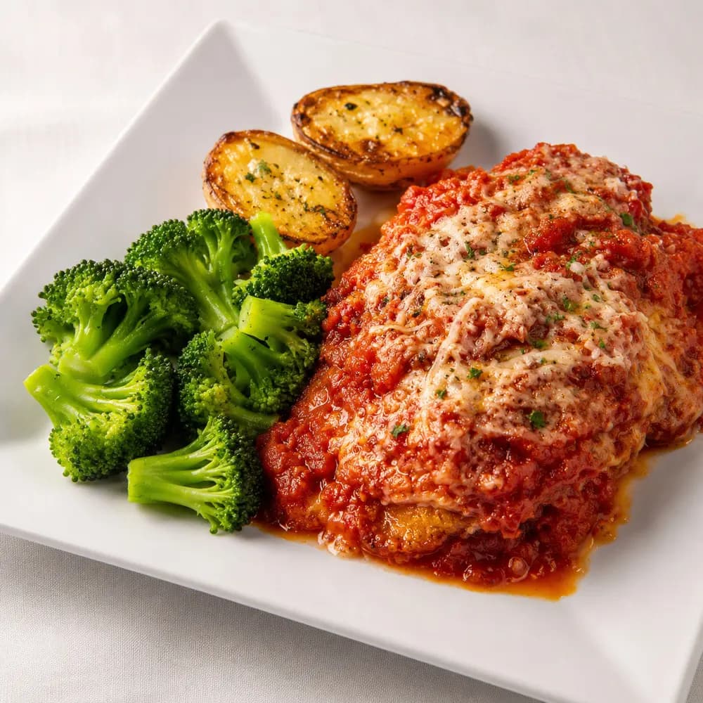 Chicken parmigiana with mozzarella and pomodoro at Chef's Roma Kitchen
